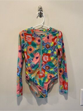 Tea collection long sleeve one piece swimsuit girls size 4 floral